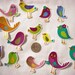 5 Pc Retro Birds No Sew Iron On Appliques Cotton Patches