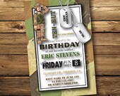 Ten-Hut- Military Army Theme Birthday Party Invitation, Digital or Printed