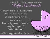 Classic Stroller- Custom Baby Shower Invitation