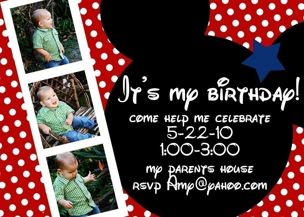 Mickey Mouse Boy's Custom Photo Birthday Invite