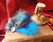 Clockwork Peacock Fascinator, blue and brass steampunk fascinator