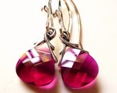 Red Crystal Earrings, Raspberry Red Swarovski Crystal Briolettes Sterling Silver, Handmade, JBMDesigns, Under 25, Fashion