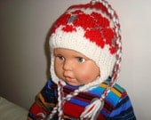 Hand Knitted Baby Hat for 0 ,3 , 6 months Babies in White, Red, Grey