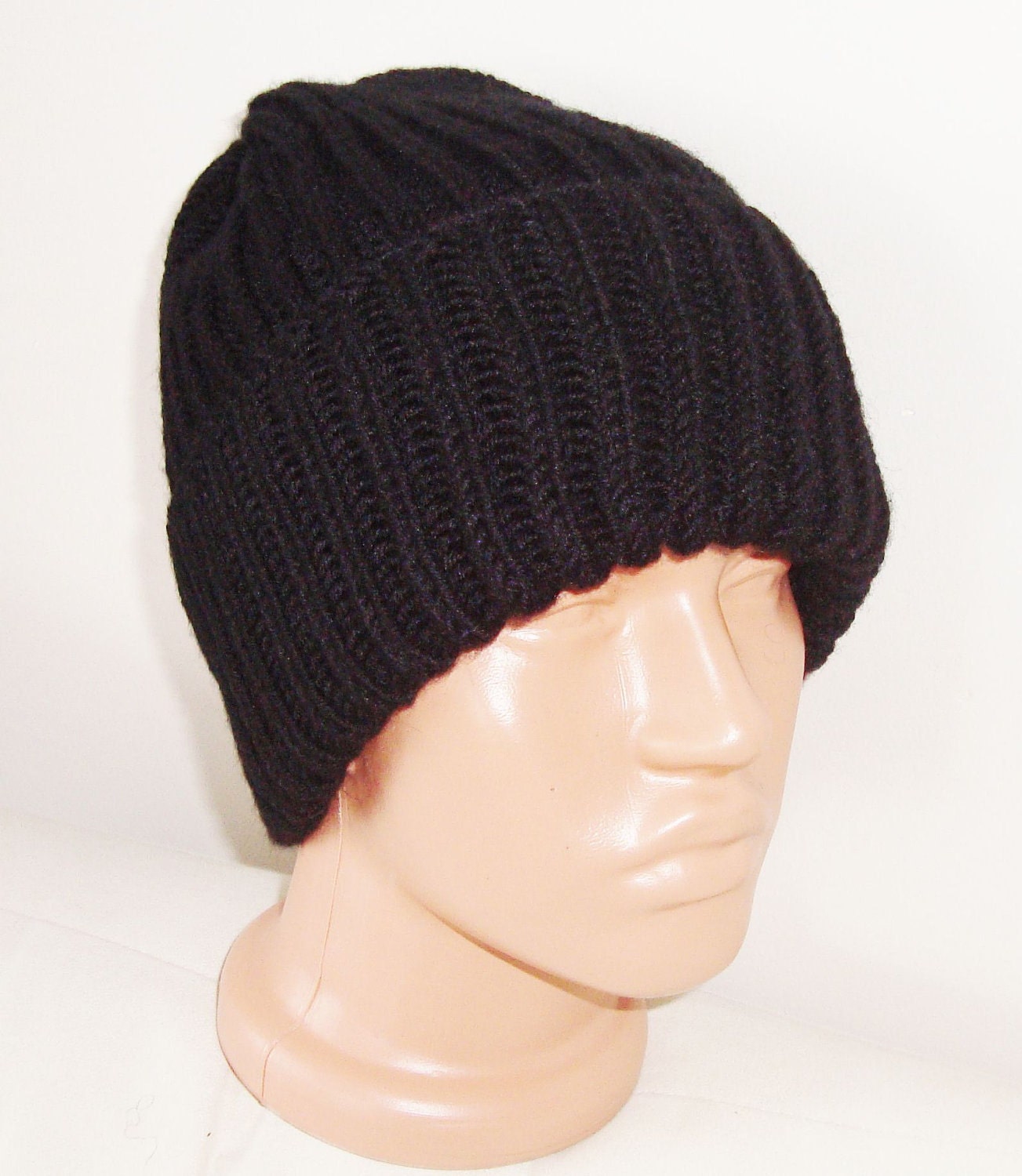 Hand Knit Beanie for Mens Hats for sale in Black - Ribbet Knit Beanie Hat