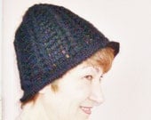 Woman's Crochet Hat - Black - Crocheted Flapper Cloche Hat for Adult