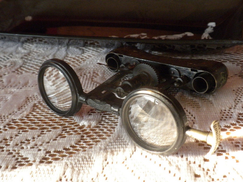Reserved for mabelbarrios Do Not Purchase Unusual 1850s French Folding Opera / Field Glasses Original Steampunk