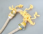 textile necklace w/ textile beads - yellow / light gold / tan / grey