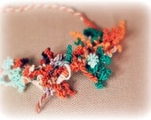 macrame necklace -  textile necklace - fiber necklace - in turquoise / teal / sea foam / orange / copper