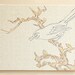 textile wall hanging tapestry - Japanese bird ink drawing - Broken Song - tan / cream / beige / amber / brown