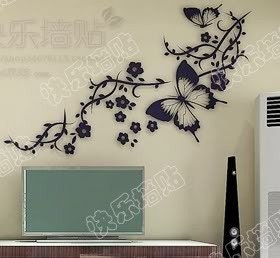 tree Wall Decor Decal Sticker butterfly flower