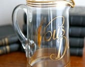 1940s signed French Nous deux glass pitcher