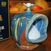 Ceramic Salt Pig / Multi Colored Splash / Blues / Greens / Burnt Orange / SECOND
