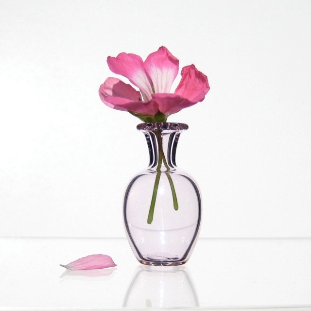 Hand Blown Glass Miniature Vase in Pink by kivaford on Etsy