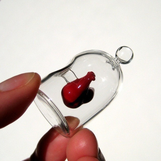 Anatomical Heart in a Jar, Hand Blown Glass Miniature, Anatomically Correct Heart