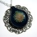 Glass Flower Pendant in Marine Blue, Hand Blown Glass