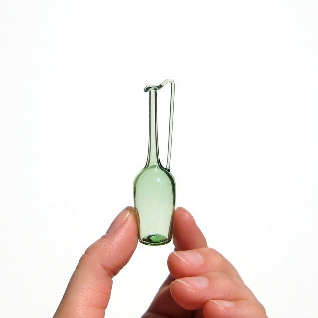 Miniature Ancient Roman Vessel in Green Glass