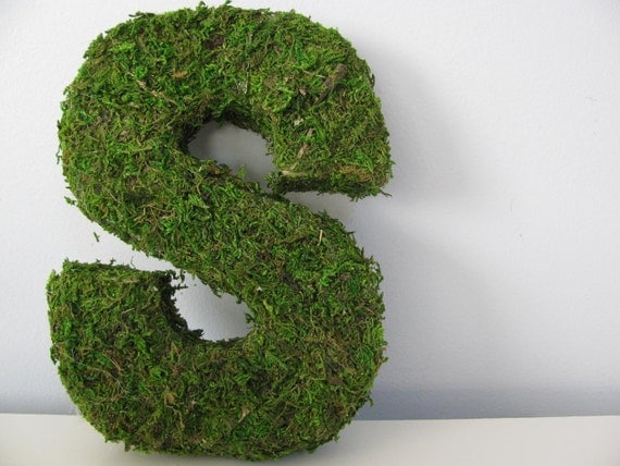 Woodland Moss Covered Monogram Letter- Small 8 Inch Using Eco-Friendly materials