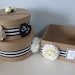 Nautical Rustic Wedding Card Box 2 tiered with Chalkboard or Wood Personalized Tag Navy & White Stripe Ribbon with White Roses