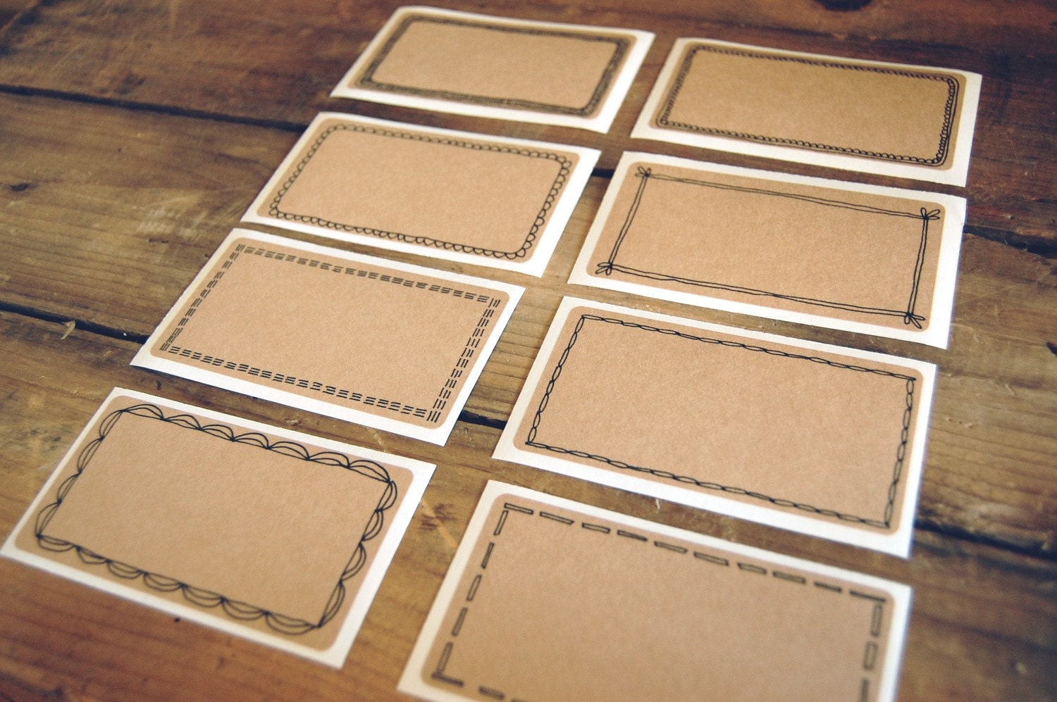 Decorative Kraft Adhesive Labels (Set of 8)