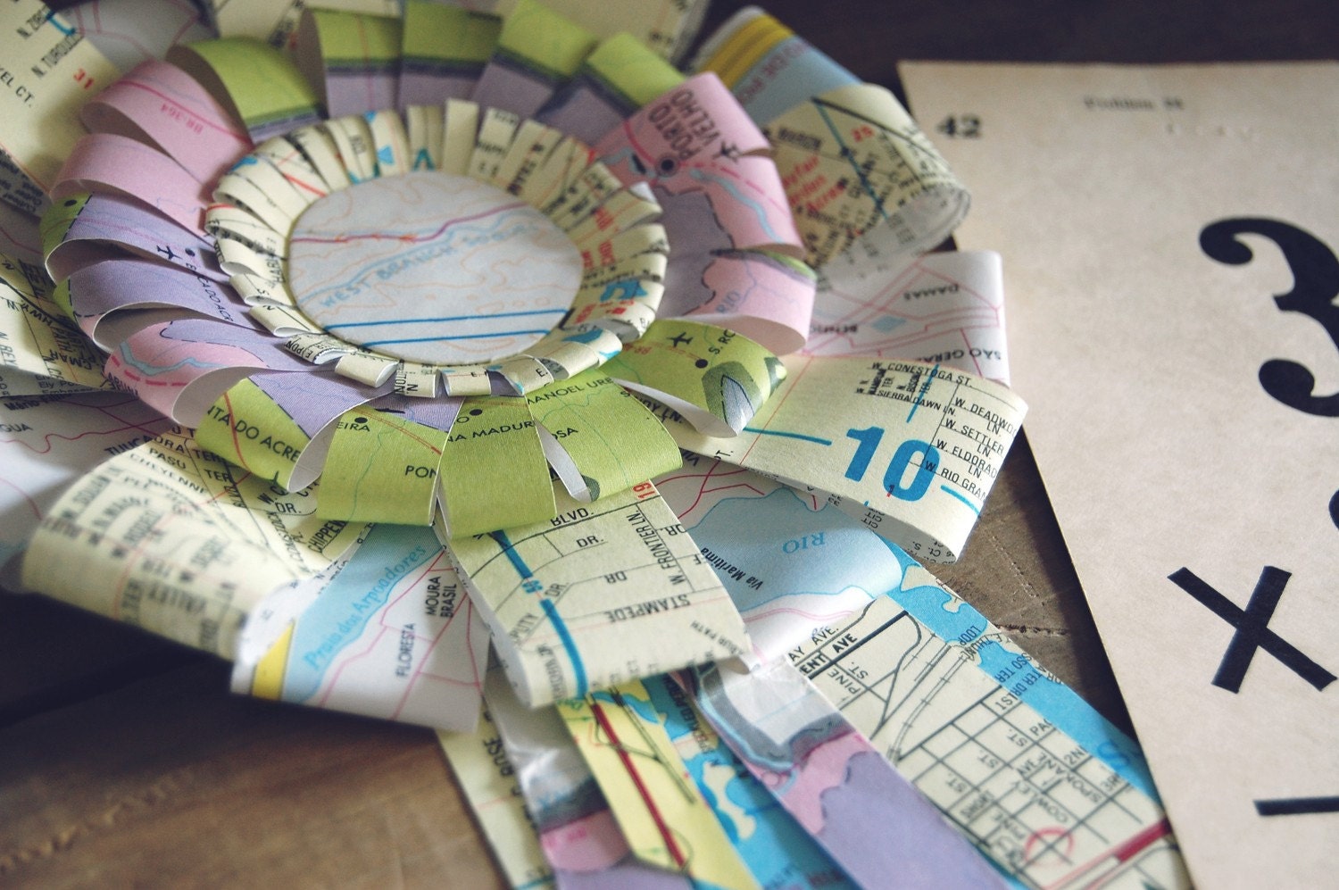 Recycled Map Prize Ribbon