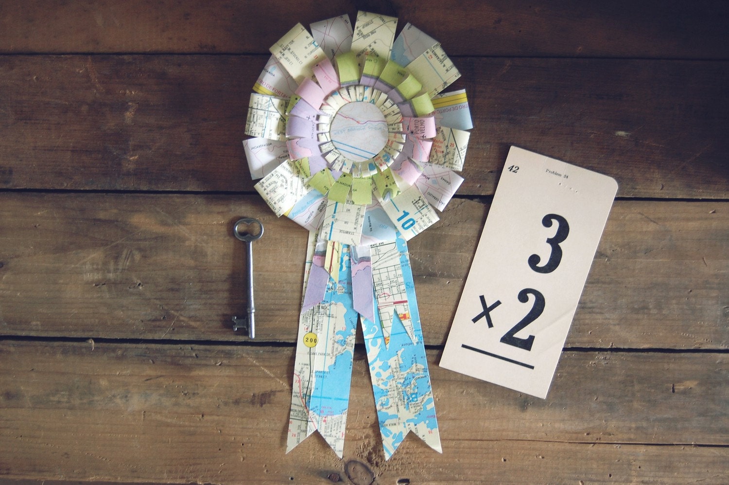 Recycled Map Prize Ribbon