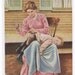 Sewing Repair While You Wait Mother Son 1910c postcard