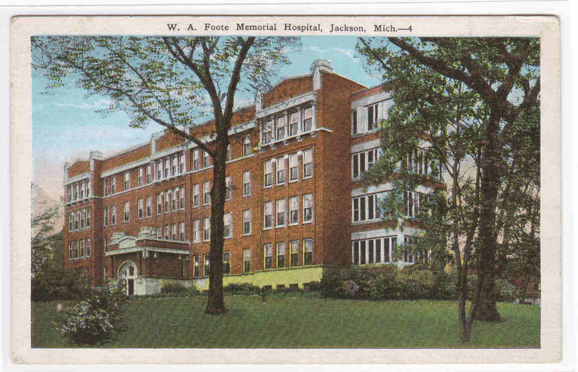 Foote Hospital Jackson Michigan 1920s postcard by ThePostcardDepot