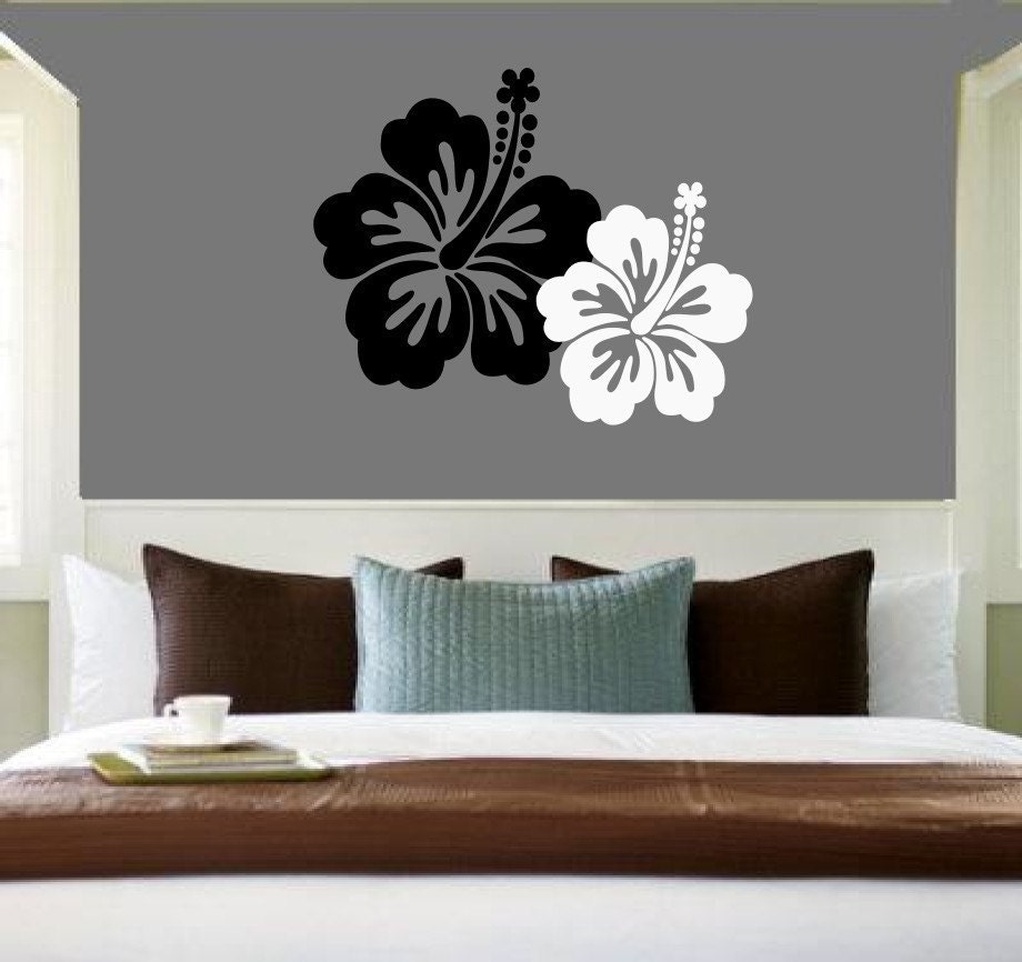 Hawaiian Tropical  Hibiscus Flowers - Vinyl wall art decals stickers by 3rdaveshore