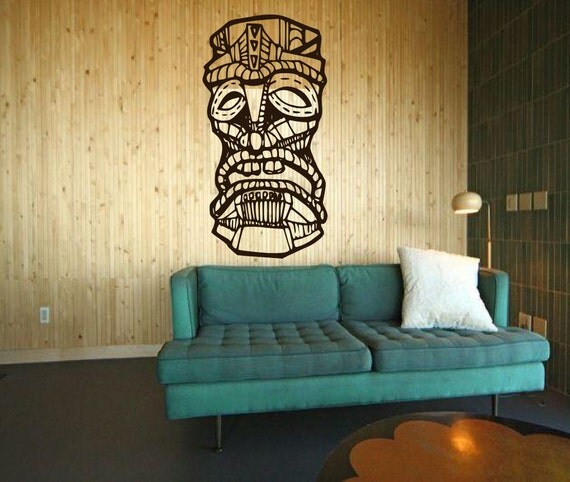 Hawaiian Tiki Dude with unique vintage look - very detailed- vinyl wall art decals graphic sticker by 3rdaveshore