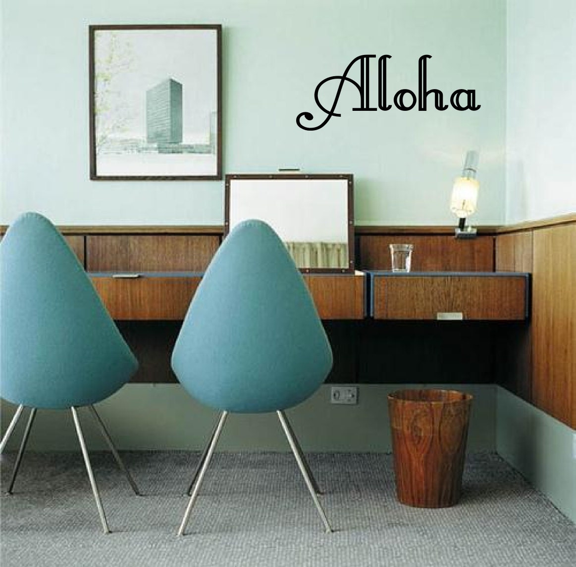 Please Live with Aloha - Hawaiian Saying Sign -  wall decal sticker by 3rd Ave Shore retro beach house decor