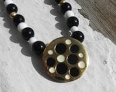 SALE Polka Dot Beaded Black and White Choker by Jones New York
