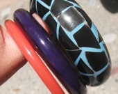 Bakelite, Lucite, and Wood Jewel Toned Bangles
