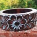 Deeply Carved Floral Patterned Large Wooden Bracelet