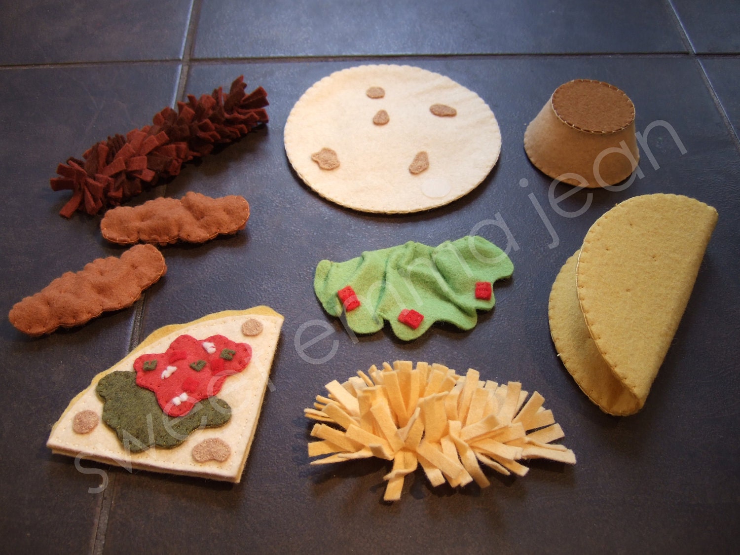 Felt Play Food Pattern - Taco Dinner - Felt Mexican Food PDF - DIY Felt Food