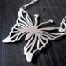 LAST ONE Large Butterfly Pendant, Matte Silver Necklace, Papilio, Metalwork, Mod Jewelry