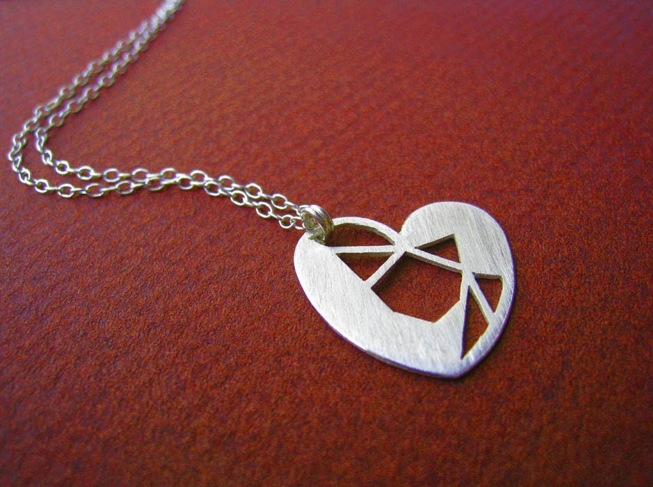 FACETED HEART PENDANT- 199 Carat Series - Sterling Silver - Hand Cut