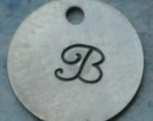 B "B" Set of 2 Hand Stamped Stamp Antique Brass Pendant Letter Alphabet 11mm Charm