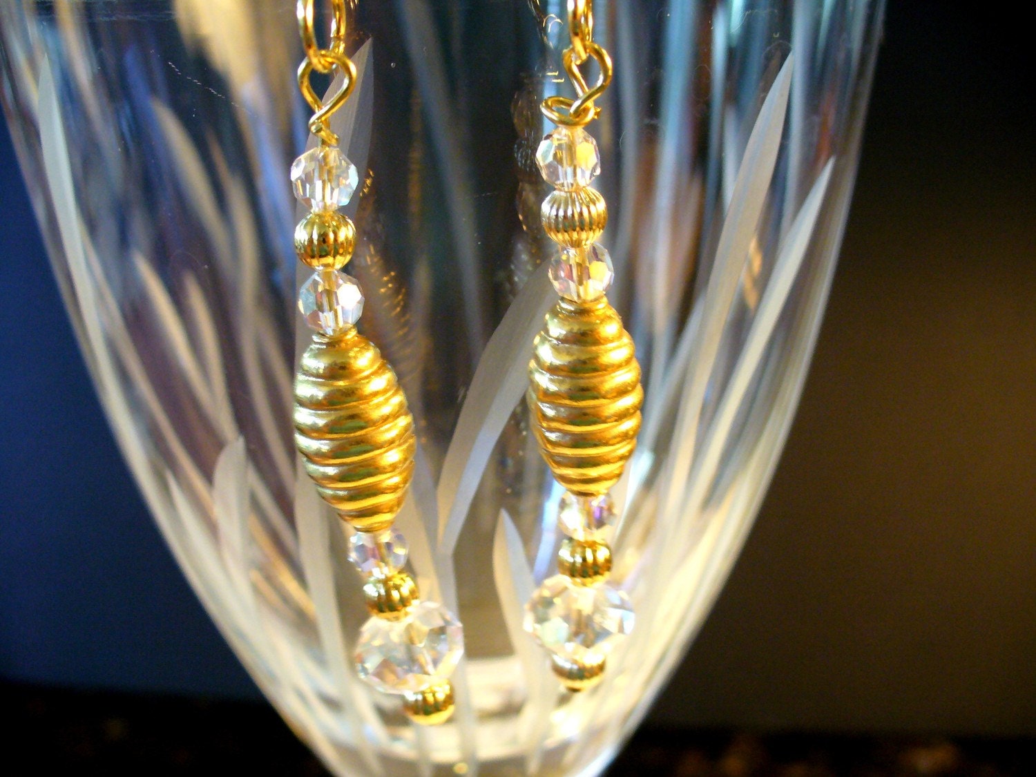 10K Gold Plated Oval Swirl Bride or Wedding Party Earrings