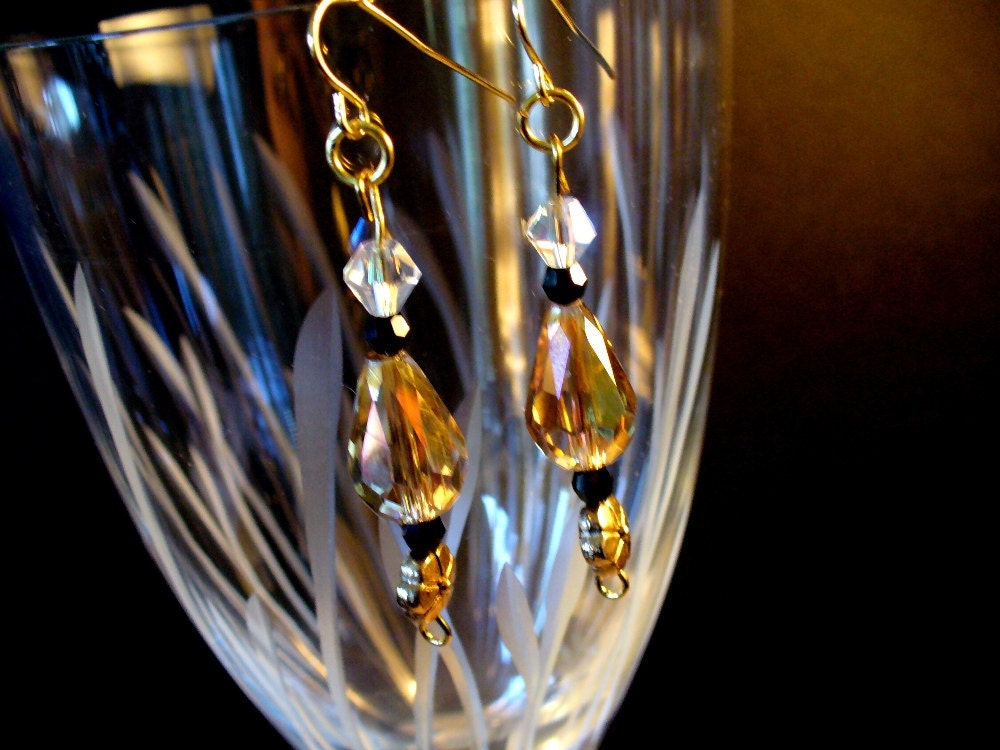 Topaz Chinese Crystal Dangle Earrings