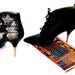 totally 80s Black Leather Gold Metal Stiletto Spike Heels Pointy Pointed Toes desperately seeking hot hot hot ankle boots