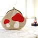 Mushroom Coin Purse: Red Amanita Mushroom Handmade Applique on Natural Linen- Woodland Toadstool Coin Purse- Gift for Her - Gnomes & Fairies