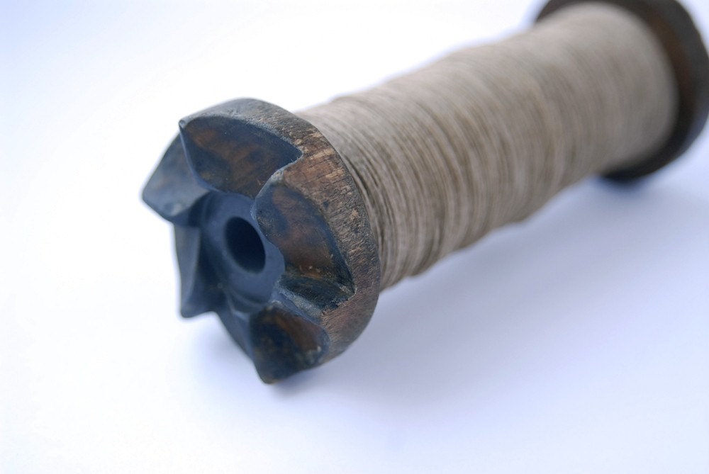 Finest Natural Paper Yarn on a Small Vintage Bobbin