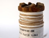 White and Natural Paper Twine on a Small Old Wooden Bobbin / Paper String
