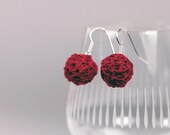 Red Round Paper Yarn Earrings