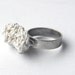 White Paper Yarn Ring on old-silver base