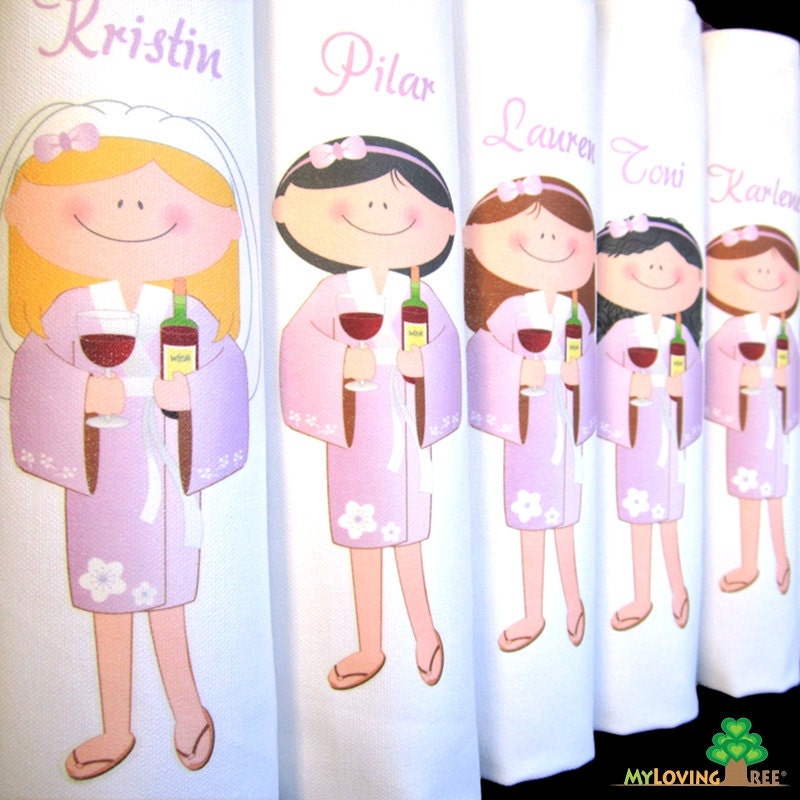 Personalized bridesmaids gifts bags lilac purple kimono spa girl birthday or bridal shower party give away favors Il_570xn