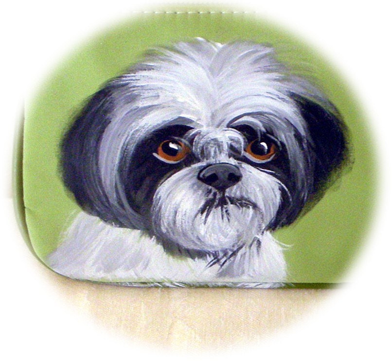 Shih Tzu Handpainted Wristlet Purse