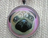 Fawn Pug Pendant Original Art Necklace Pug Art