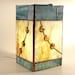 Stained Glass Lamp Blue Beige Gold Column - Moonscape - Handmade OOAK