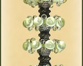 Lampwork Glass Beads, Green Yellow Beads Supplies- Handmade Lampwork Bubble Glass  Beads Disc Set(6)